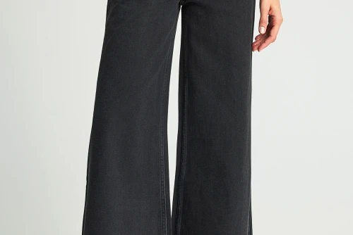 Funky Buddha Wide Leg Παντελόνι Τζιν Γυναικείο (FBL013-173-02-BLACK)