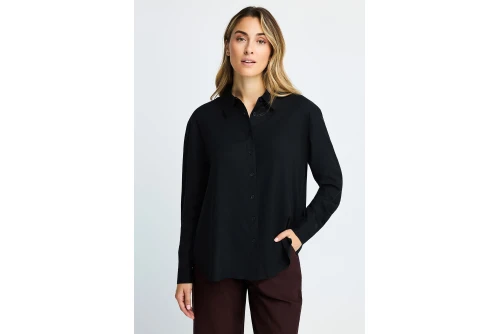 Funky Buddha Basic Πουκάμισο Μακρυμάνικο Γυναικείο (FBL014-100-05-BLACK)