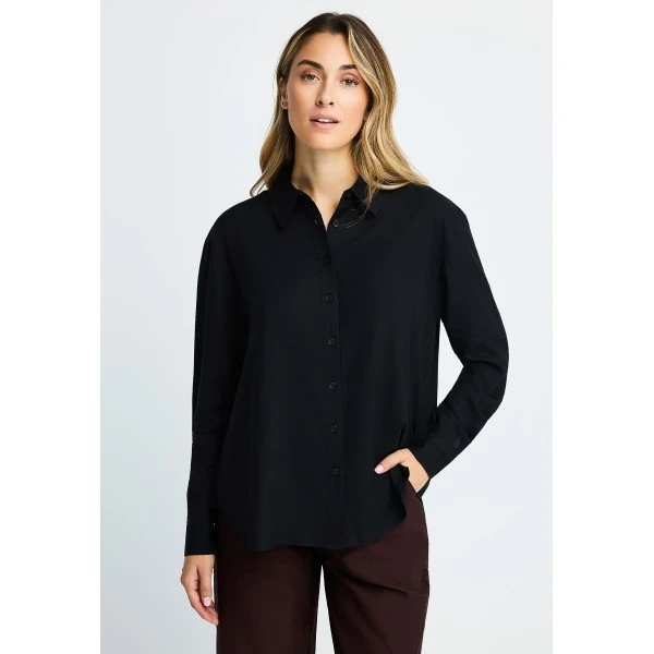 Funky Buddha Basic Πουκάμισο Μακρυμάνικο Γυναικείο (FBL014-100-05-BLACK)