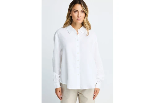 Funky Buddha Basic Πουκάμισο Μακρυμάνικο Γυναικείο (FBL014-100-05-SNOW-WHITE)