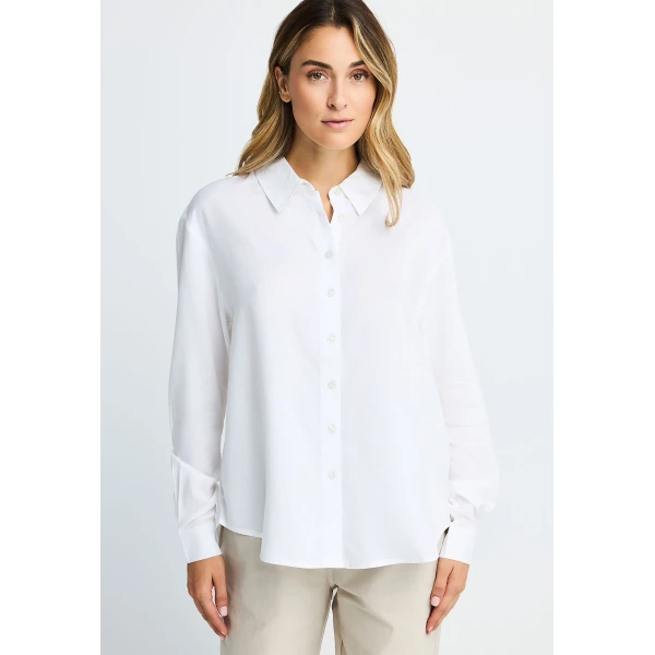 Funky Buddha Basic Πουκάμισο Μακρυμάνικο Γυναικείο (FBL014-100-05-SNOW-WHITE)
