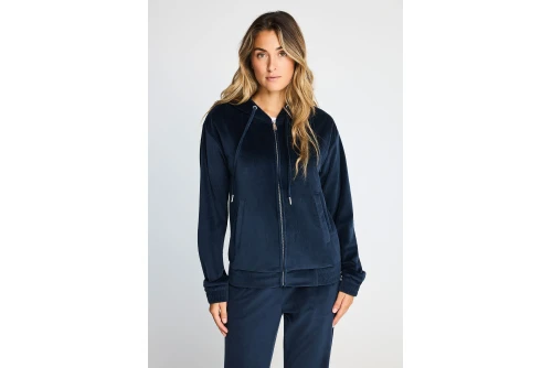 Funky Buddha Hooded Ζακέτα Βελουτέ Γυναικεία (FBL014-100-06-MIDNIGHT-BLUE)