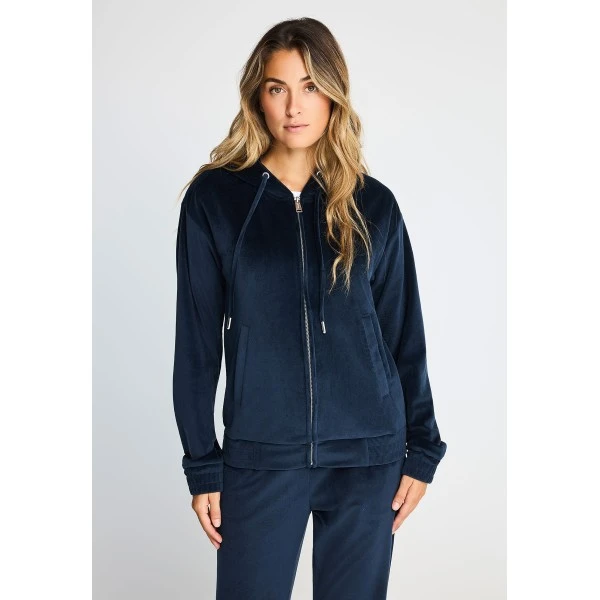Funky Buddha Hooded Ζακέτα Βελουτέ Γυναικεία (FBL014-100-06-MIDNIGHT-BLUE)