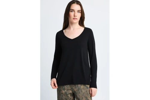 Funky Buddha Μπλούζα Με V Γυναικεία (FBL014-101-07-BLACK)