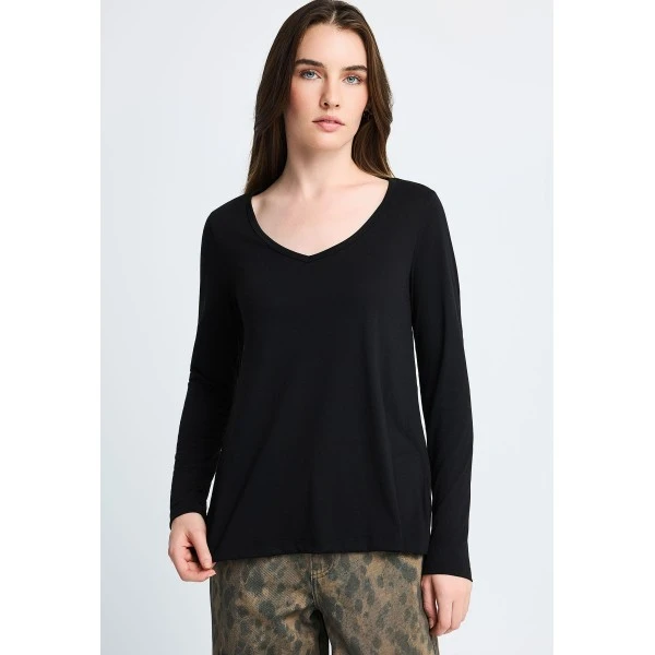 Funky Buddha Μπλούζα Με V Γυναικεία (FBL014-101-07-BLACK)