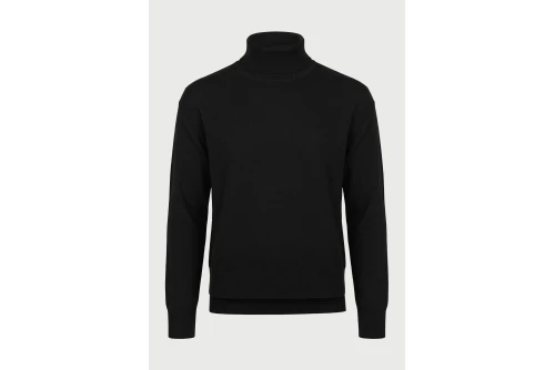 Funky Buddha Layered Hem Μπλούζα Πλεκτή Με Ψηλό Λαιμό Γυναικεία (FBL014-102-09-BLACK)