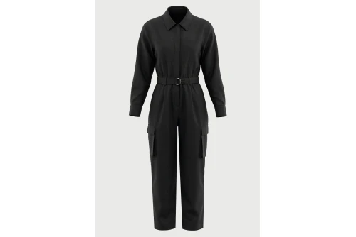 Funky Buddha Lyocell Cargo Ολόσωμη Φόρμα Γυναικεία (FBL014-102-12-BLACK)