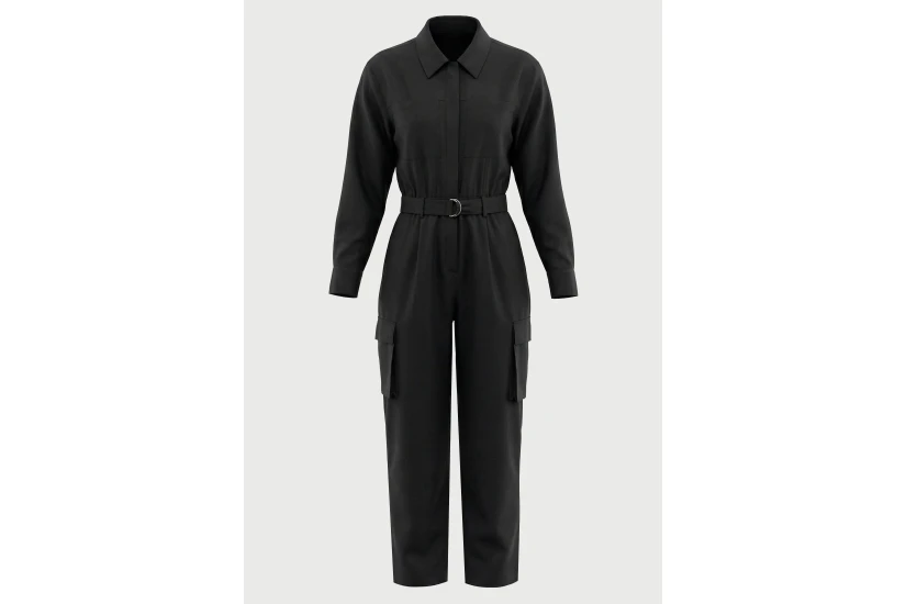 Funky Buddha Lyocell Cargo Ολόσωμη Φόρμα Γυναικεία (FBL014-102-12-BLACK)