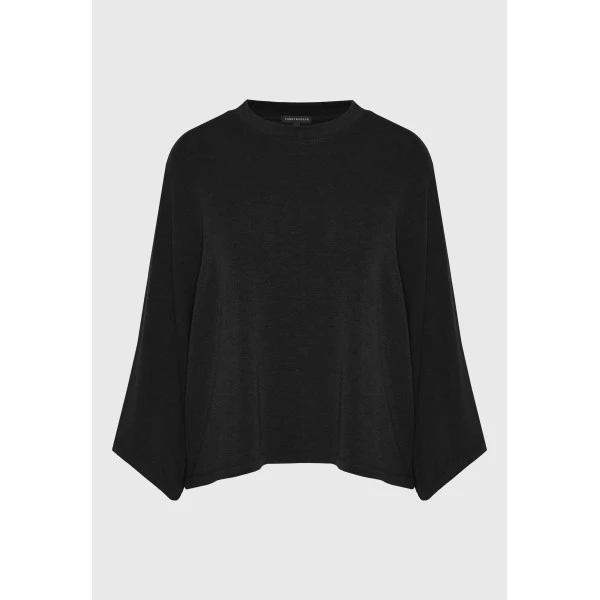 Funky Buddha Cropped Μπλούζα Με Λαιμόκοψη Γυναικεία (FBL014-104-17-BLACK)