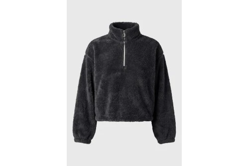 Funky Buddha Cropped Μπλούζα Fleece Με Φερμουάρ Γυναικεία (FBL014-108-06-ANTHRACITE)