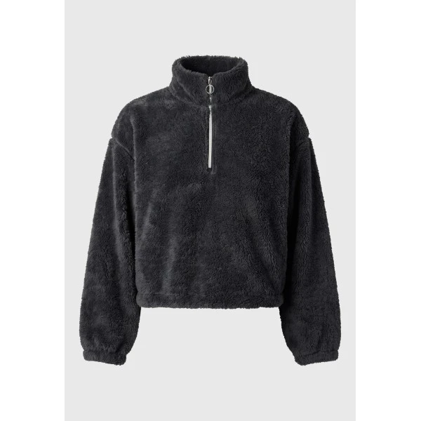 Funky Buddha Cropped Μπλούζα Fleece Με Φερμουάρ Γυναικεία (FBL014-108-06-ANTHRACITE)
