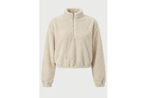 Funky Buddha Cropped Μπλούζα Fleece Με Φερμουάρ Γυναικεία (FBL014-108-06-FOG)