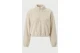 Funky Buddha Fleece Γυναικεία Μακρυμάνικη Cropped Μπλούζα με Φερμουάρ Μπεζ