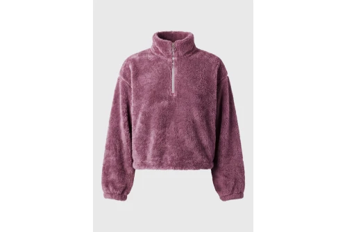 Funky Buddha Cropped Μπλούζα Fleece Με Φερμουάρ Γυναικεία (FBL014-108-06-MAUVE)