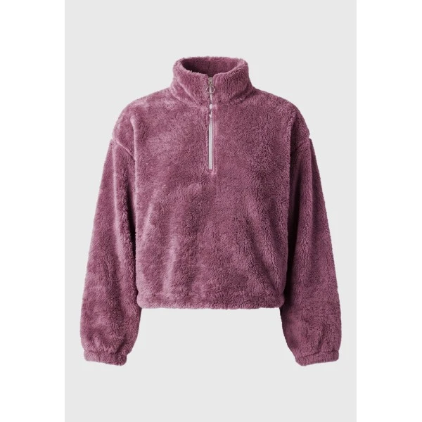 Funky Buddha Cropped Μπλούζα Fleece Με Φερμουάρ Γυναικεία (FBL014-108-06-MAUVE)