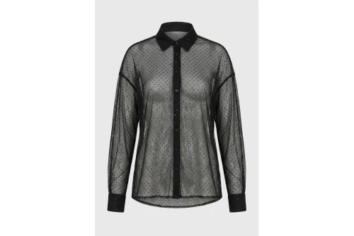 Funky Buddha Rhinestones Πουκάμισο Μακρυμάνικο Γυναικείο (FBL014-109-05-BLACK)