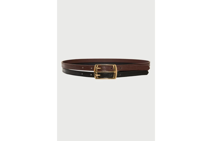 Funky Buddha Double Strap Leather Ζώνη Casual (FBL014-109-10-MULTI)