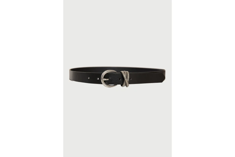 Funky Buddha Rhinestone Loop Ζώνη Casual (FBL014-116-10-BLACK)