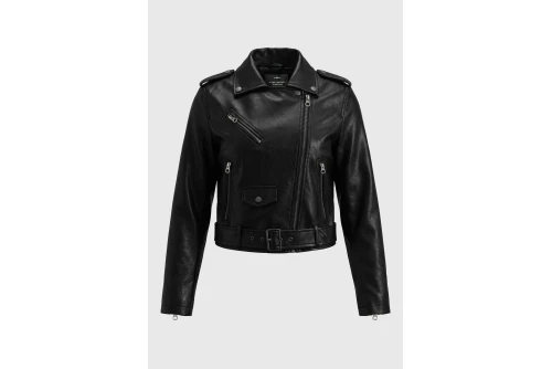 Funky Buddha Faux Leather Biker Μπουφάν Δερματίνη Γυναικείο (FBL014-139-01-BLACK)