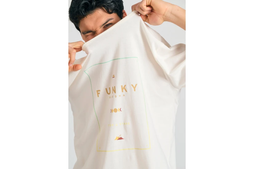 Funky Buddha Ανδρικό Κοντομάνικο T-Shirt Εκρού