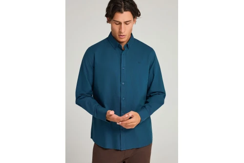 Funky Buddha The Essentials Oxford Πουκάμισο Μακρυμάνικο Ανδρικό (FBM012-001-05-INDIAN-TEAL-MEL)