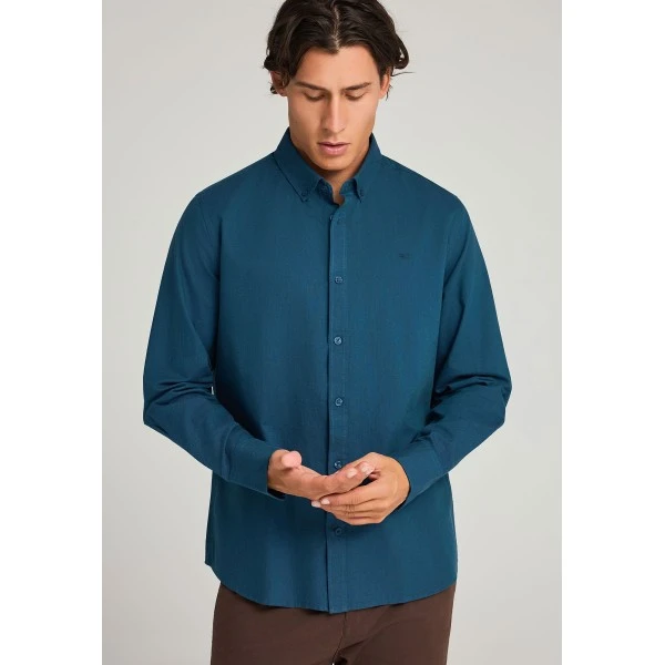 Funky Buddha The Essentials Oxford Πουκάμισο Μακρυμάνικο Ανδρικό (FBM012-001-05-INDIAN-TEAL-MEL)