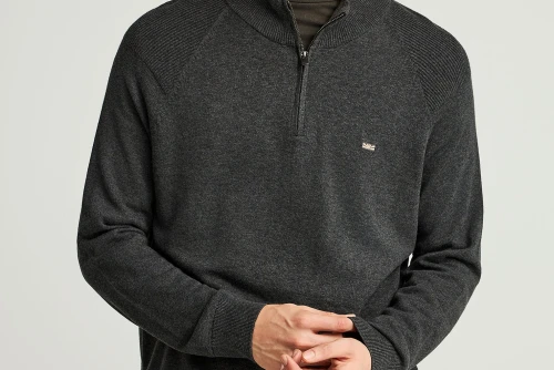 Funky Buddha Ανδρικό Πλεκτό Με Φερμουάρ (FBM012-003-09-DK-GREY-MEL)