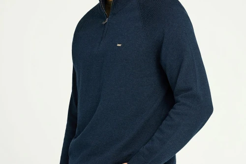 Funky Buddha Ανδρικό Πλεκτό Με Φερμουάρ (FBM012-003-09-NAVY-MEL)