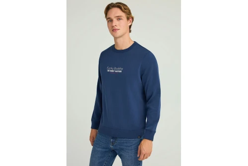 Funky Buddha Printed Logo Μπλούζα Με Λαιμόκοψη Ανδρική (FBM012-007-06-MIDNIGHT-BLUE)
