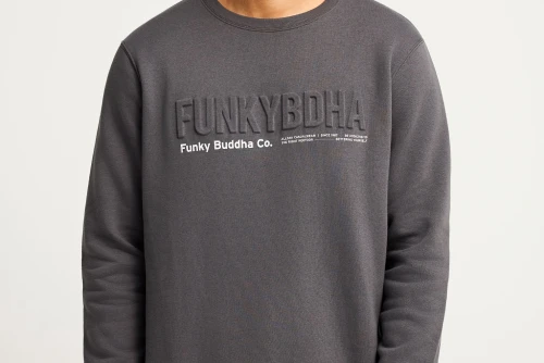 Funky Buddha Printed Logo Μπλούζα Με Λαιμόκοψη Ανδρική (FBM012-008-06-DK-GREY)