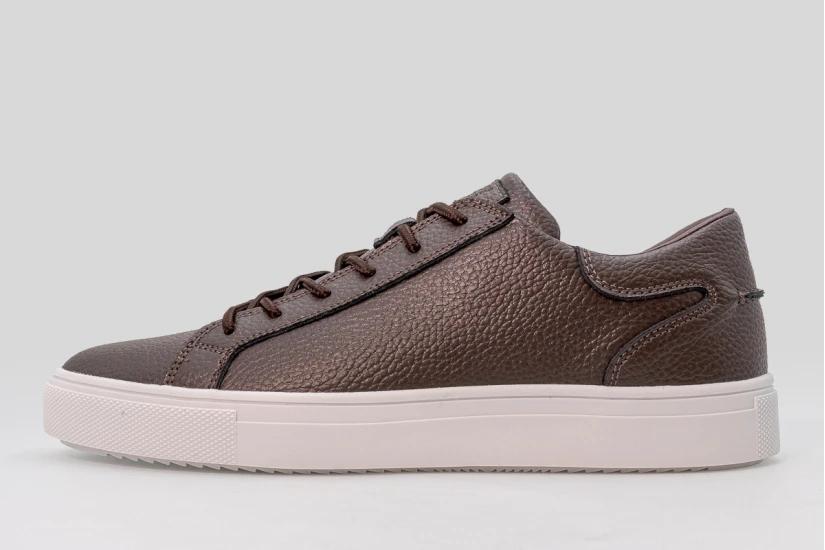 Funky Buddha Ανδρικά Δερμάτινα Sneakers Καφέ, Λευκά