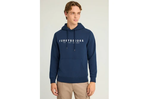Funky Buddha Chest Printed Hoodie Ανδρικό (FBM012-075-06-NAVY)