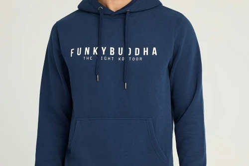 Funky Buddha Chest Printed Hoodie Ανδρικό (FBM012-075-06-NAVY)