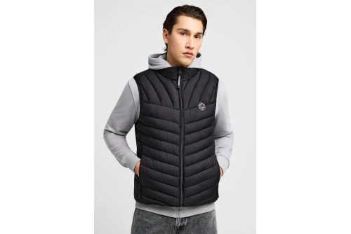 Funky Buddha Quilted Μπουφάν Αμάνικο Ανδρικό (FBM013-001-01-BLACK)