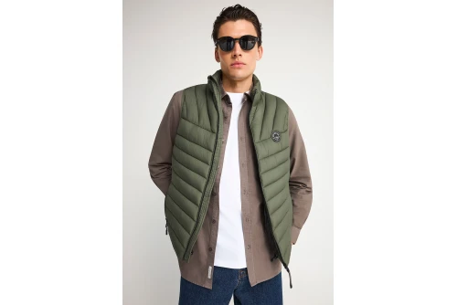 Funky Buddha Quilted Μπουφάν Αμάνικο Ανδρικό (FBM013-001-01-DEEP-FOREST)