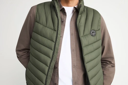 Funky Buddha Quilted Μπουφάν Αμάνικο Ανδρικό (FBM013-001-01-DEEP-FOREST)