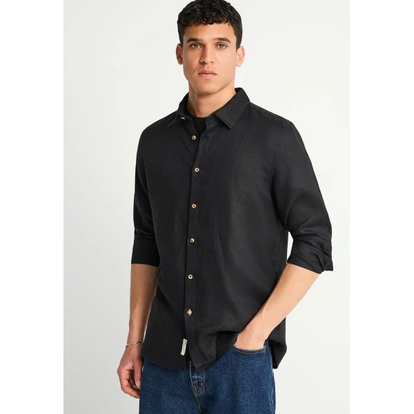 Funky Buddha The Essentials Linen Πουκάμισο Μακρυμάνικο Ανδρικό (FBM013-001-05-BLACK)