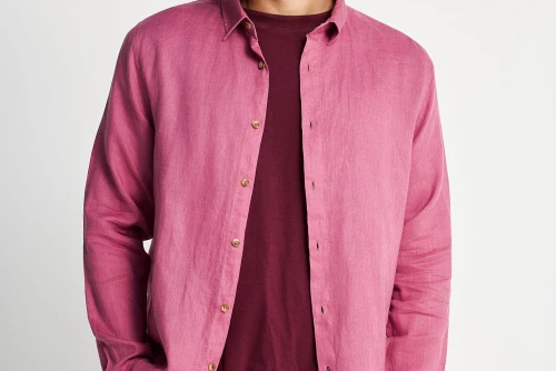 Funky Buddha The Essentials Linen Πουκάμισο Μακρυμάνικο Ανδρικό (FBM013-001-05-MELLOW-MAUVE)