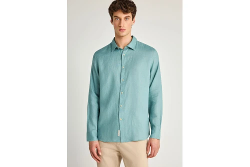Funky Buddha The Essentials Linen Πουκάμισο Μακρυμάνικο Ανδρικό (FBM013-001-05-MINERAL-BLUE)