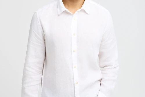 Funky Buddha The Essentials Linen Πουκάμισο Μακρυμάνικο Ανδρικό (FBM013-001-05-WHITE)