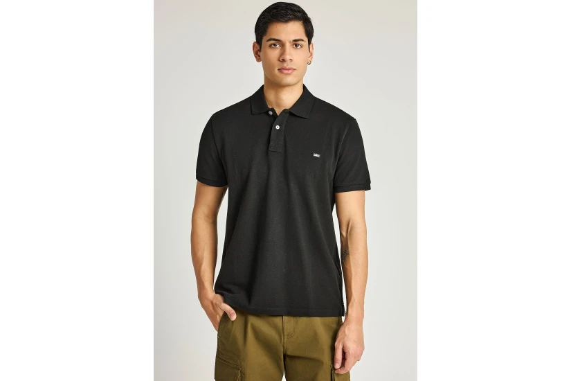 Funky Buddha Ανδρική Κοντομάνικη Μπλούζα Polo Μαύρη