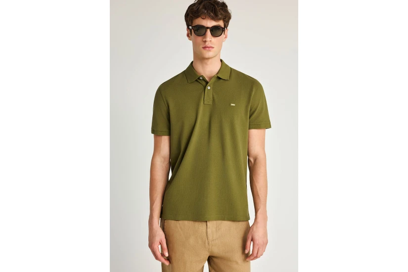 Funky Buddha Ανδρική Κοντομάνικη Μπλούζα Polo Χακί