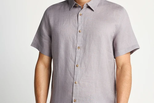 Funky Buddha The Essentials Linen Πουκάμισο Κοντομάνικο Ανδρικό (FBM013-002-05-GREY)