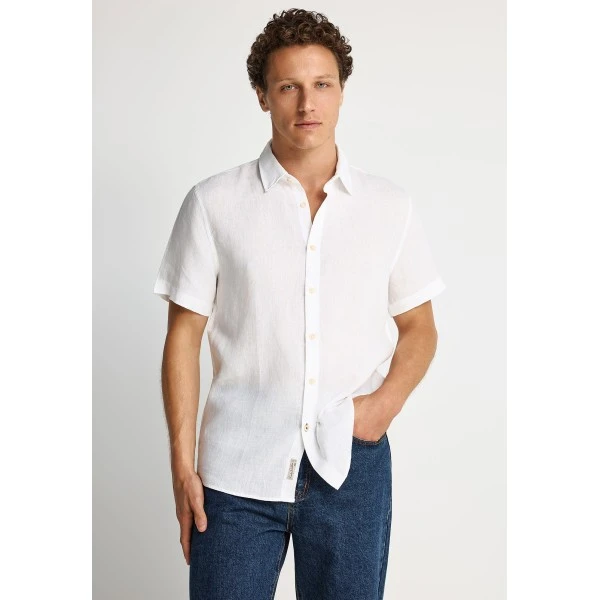 Funky Buddha The Essentials Linen Πουκάμισο Κοντομάνικο Ανδρικό (FBM013-002-05-WHITE)