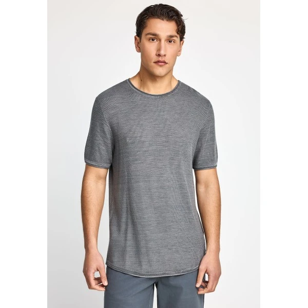 Funky Buddha Πλεκτό T-Shirt Ανδρικό (FBM013-002-09-GREY-MEL)