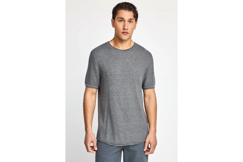 Funky Buddha Ανδρικό Πλεκτό Κοντομάνικο T-Shirt Γκρι
