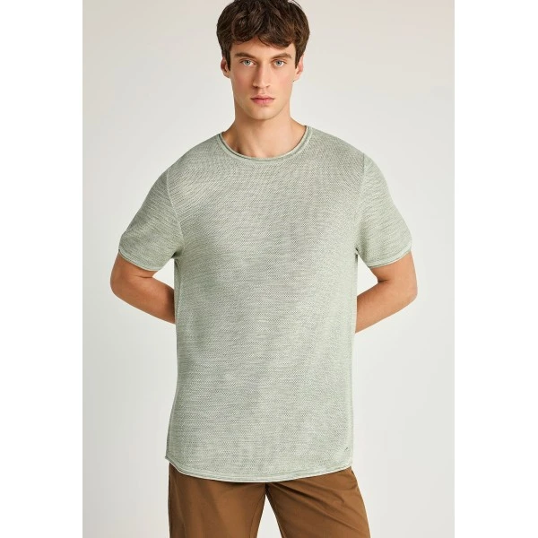 Funky Buddha Garment Dyed Πλεκτό T-Shirt Ανδρικό (FBM013-002-09-SAGE-GREEN-MEL)