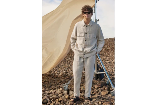 Funky Buddha Ανδρικό Λινό Casual Μπουφάν (FBM013-003-01-CLOUD-CREAM)