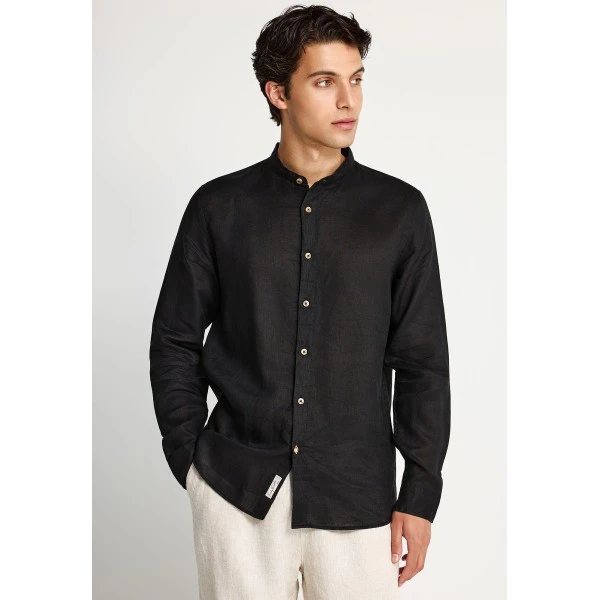 Funky Buddha The Essentials Linen Πουκάμισο Μακρυμάνικο Ανδρικό (FBM013-003-05-BLACK)
