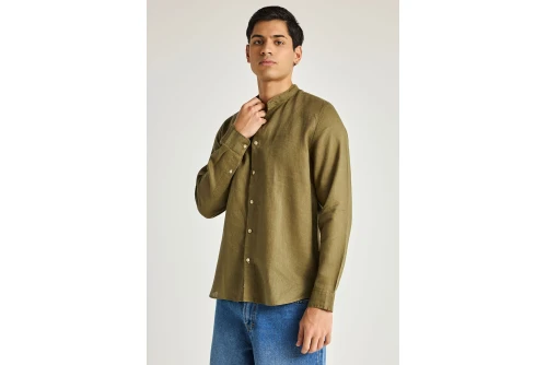 Funky Buddha The Essentials Linen Πουκάμισο Μακρυμάνικο Ανδρικό (FBM013-003-05-KHAKI)